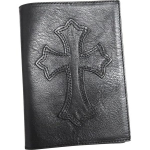 Black Chrome Hearts Cross Passport Holder | nb35-Sj54