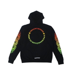 Black Chrome Hearts Floral Sleeve Gradient Made In Hollywood Zip Up Hoodie | TN93-SE20