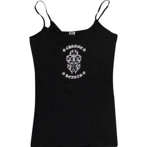 Black Chrome Hearts Sword Logo Cami Tank Top | pt04-op18