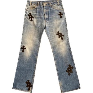 Blue Chrome Hearts Levi's Cross Patch Denim Pants | gL39-zL90