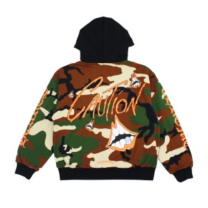 Camo Chrome Hearts Matty Boy Caution Thermal Zip Up Hoodie | AY02-Pb83