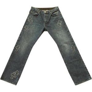 Indigo Chrome Hearts Cross Patch Jeans | Zf97-hc16