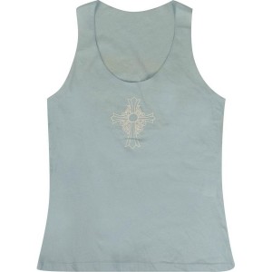 Light Blue Chrome Hearts Heart Racerback Tank Top | LY95-CS23