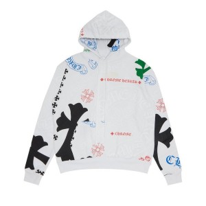 White/Multicolor Chrome Hearts Stencil Hoodie | Mq60-vO79