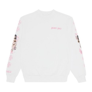 White/Pink Chrome Hearts Deadly Doll Crewneck | wt81-KS78