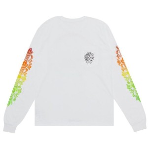 White Chrome Hearts Floral Sleeve Gradient Long-Sleeve T-Shirt | Xk98-Kf39