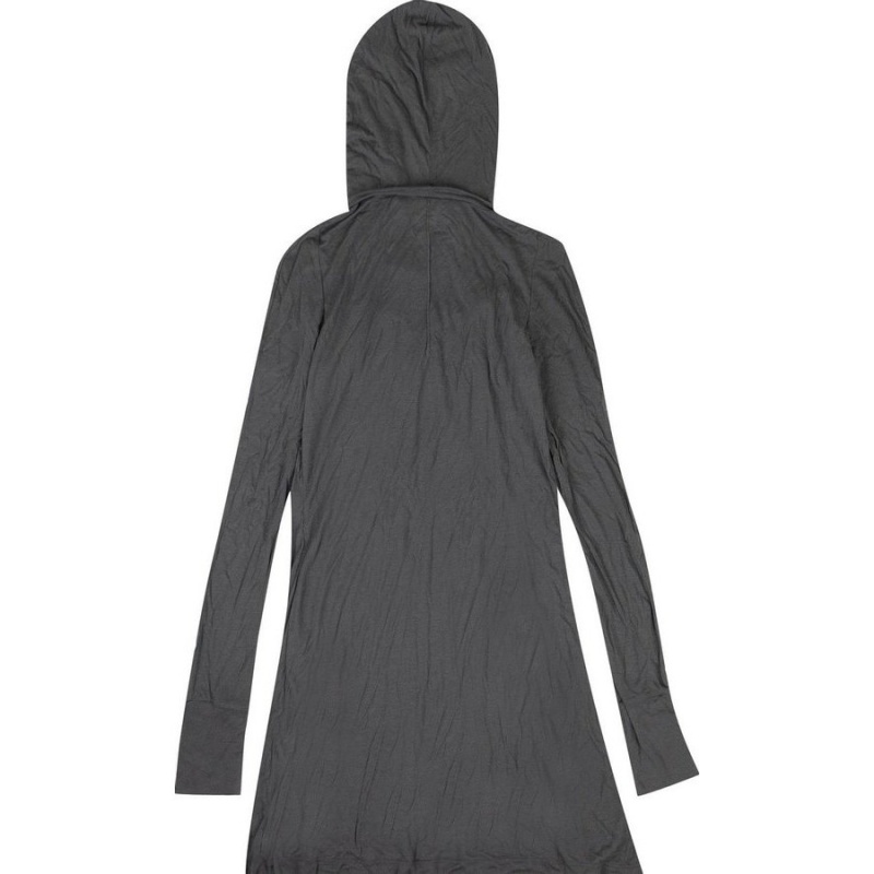 Gray Chrome Hearts Hooded Long-Sleeve Swing Dress | DZ92-Gj44