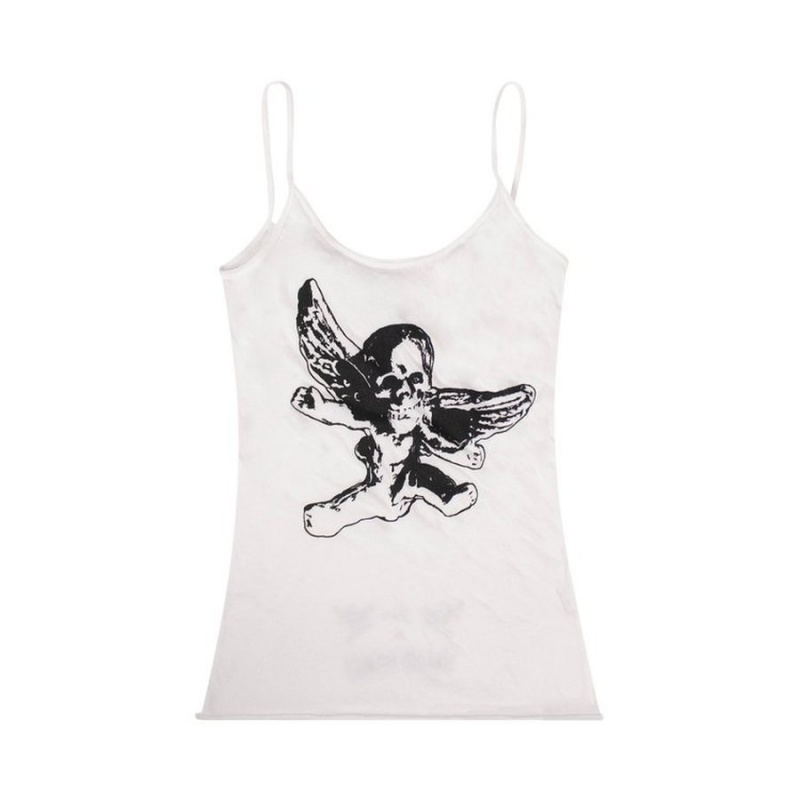 White Chrome Hearts Foti Skull Cami Tank Top | Hw58-te48